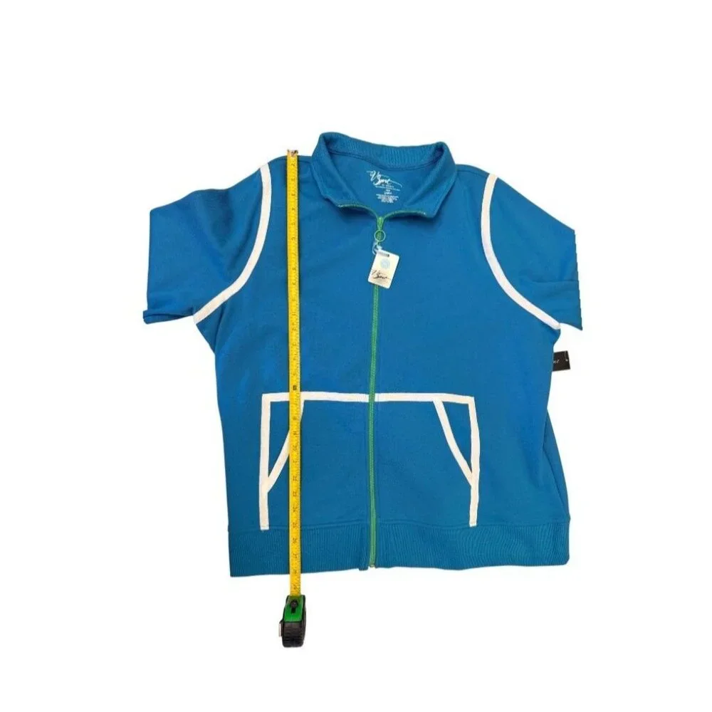 V Sport By Venezia Blue White Trim Full Zip Athletic Jacket Size 22/24 - Picture 4 of 6